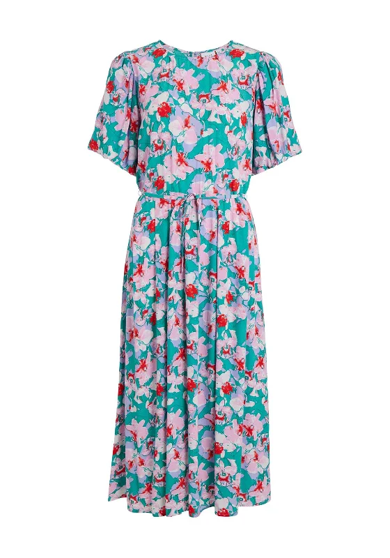 Vila Kikki Floral Round Neck Maxi Dress, Alhambra Classic A-Line Maxi Dress