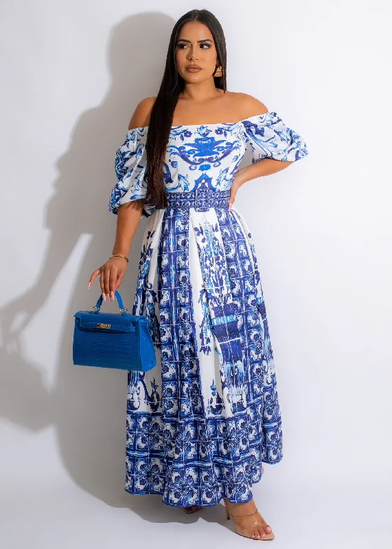 Work Of Art Maxi Dress Blue Elegant Pleated Maxi Dress