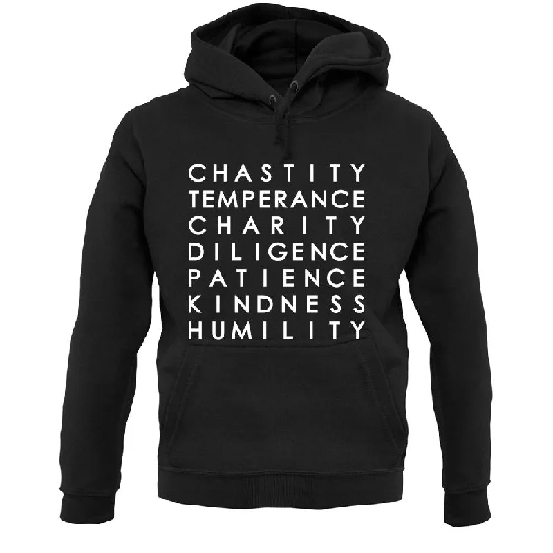 7 Catholic Virtues Unisex Hoodie Hoodie with Bell Sleeves Flared Feminine