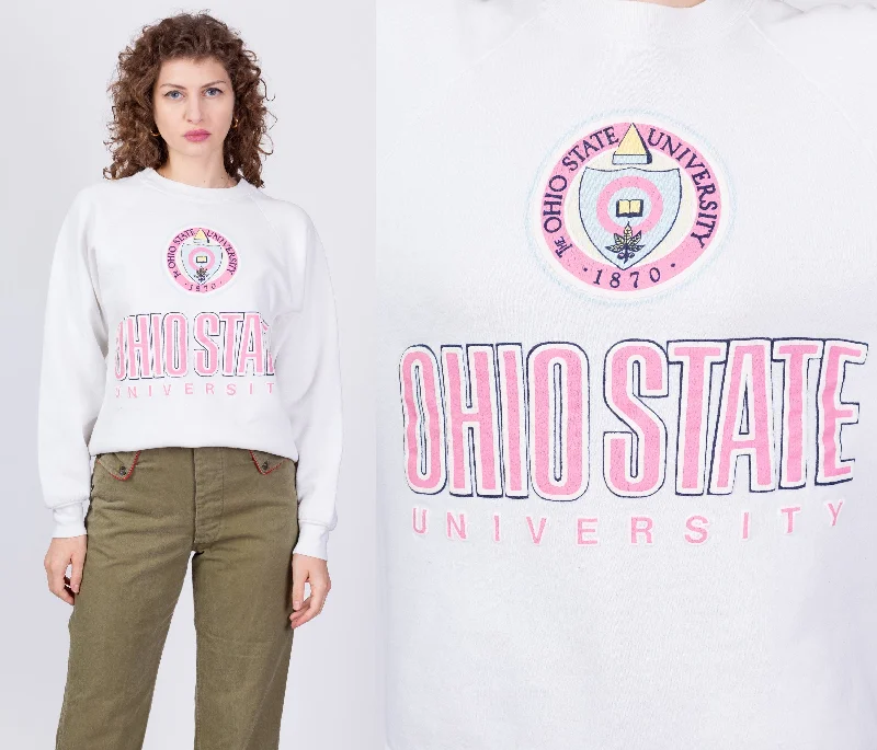 80s Ohio State University Sweatshirt - Large Hoodie with Sequins Glamorous Eye-catching