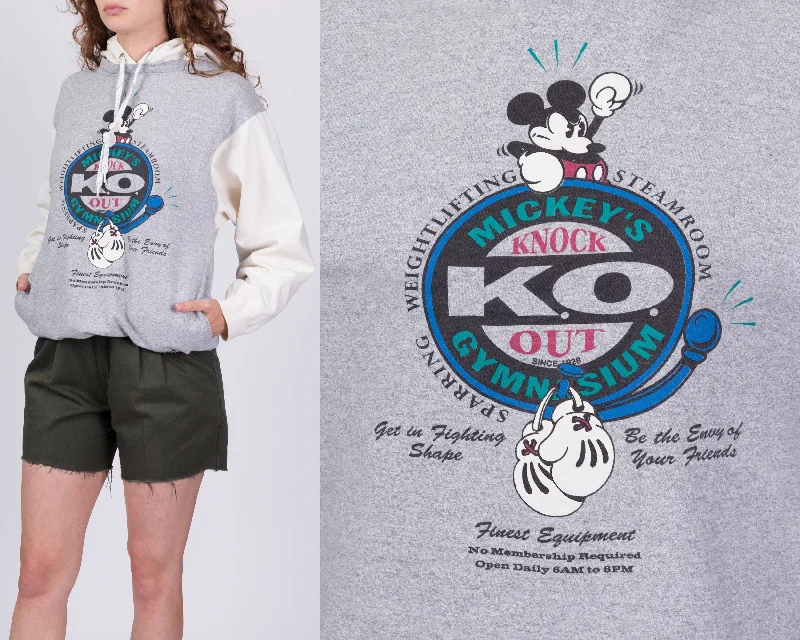 90s Mickey Mouse Boxing Hoodie - Unisex Medium Hoodie with Mesh Breathable Sporty