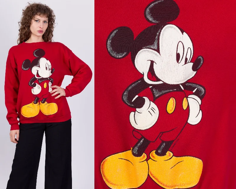 90s Mickey Mouse Sweatshirt - One Size Hoodie with Emblem Brand Identity