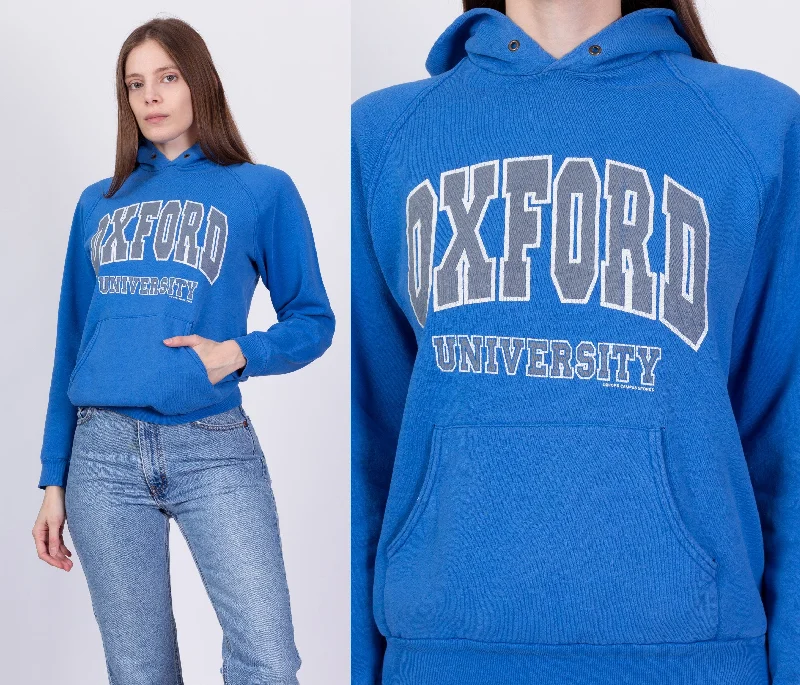 90s Oxford University Hoodie - Small Hoodie with Snap Buttons Easy Quick