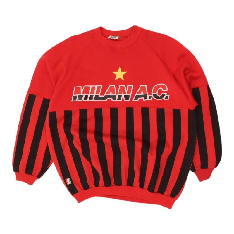 AC Milan Le Felpe Dei Grandi Club Mens Sweatshirt | Vintage 90s Football Sports Hooded Sweatshirt Casual Wear Street Style