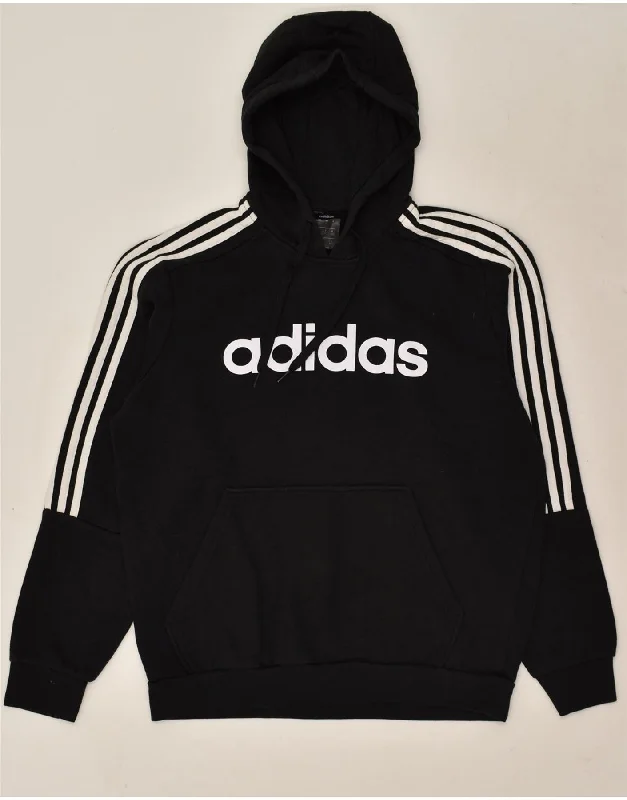 ADIDAS Mens Graphic Hoodie Jumper Large Black Cotton Hoodie Dress Longline Feminine