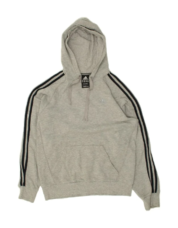 ADIDAS Mens Hoodie Jumper Small Grey Cotton Hoodie with Oversized Fit Loose Comfortable