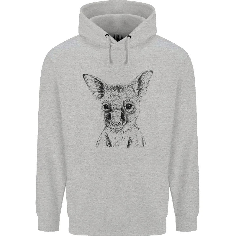 Baby Kangaroo Sketch Ecology Environment Mens 80% Cotton Hoodie Hoodie with Oversized Fit Loose Comfortable