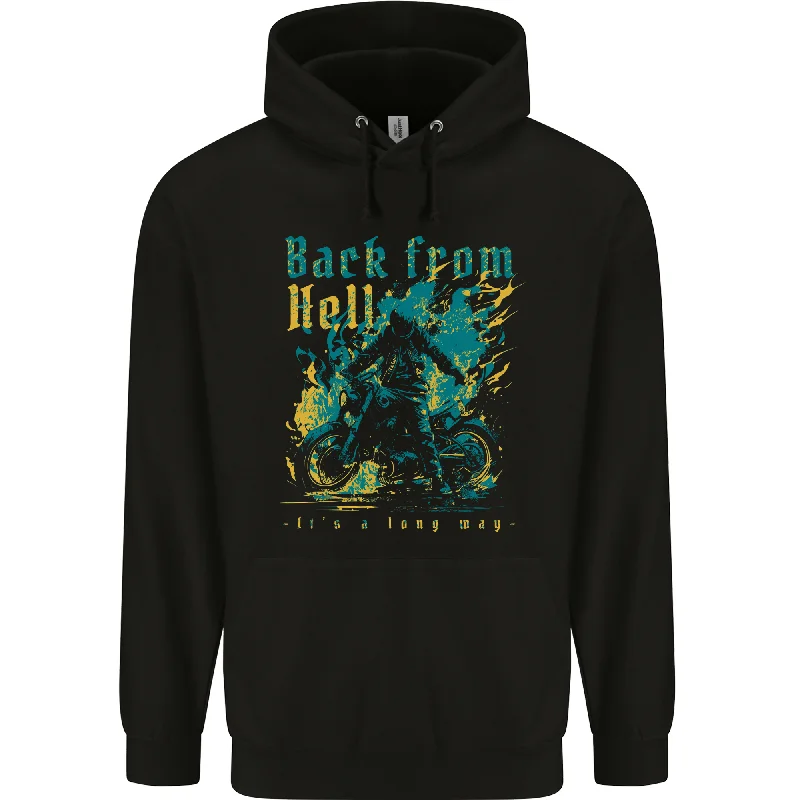 Back From Hell Biker Motorcycle Motorbike Mens 80% Cotton Hoodie Hoodie with Gradient Ombre Colorful