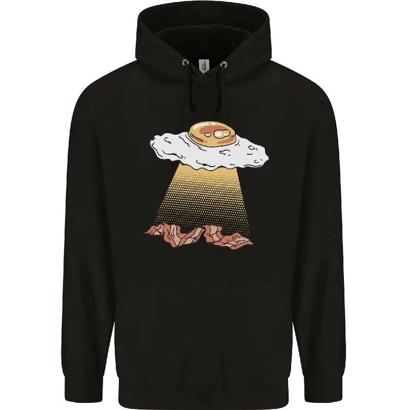 Bacon Abduction Funny Alien UFO Food Mens 80% Cotton Hoodie Hoodie with Snap Buttons Easy Quick