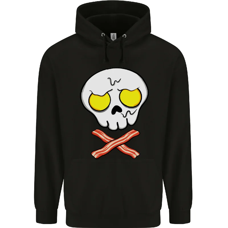 Bacon & Egg Skull & Crossbones Funny Mens 80% Cotton Hoodie Hoodie with Fur Luxurious Winter