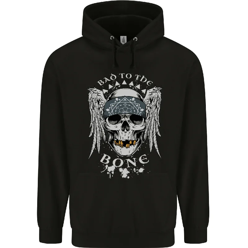 Bad 2 the Bone Biker Skull Angel Motorcycle Mens 80% Cotton Hoodie Hoodie with Ribbed Neckline Snug Warm