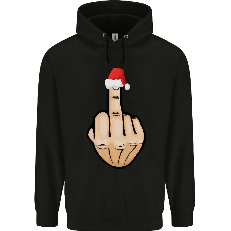 Bah Humbug Finger Flip Funny Christmas Rude Mens 80% Cotton Hoodie Graphic Hoodie Design Print