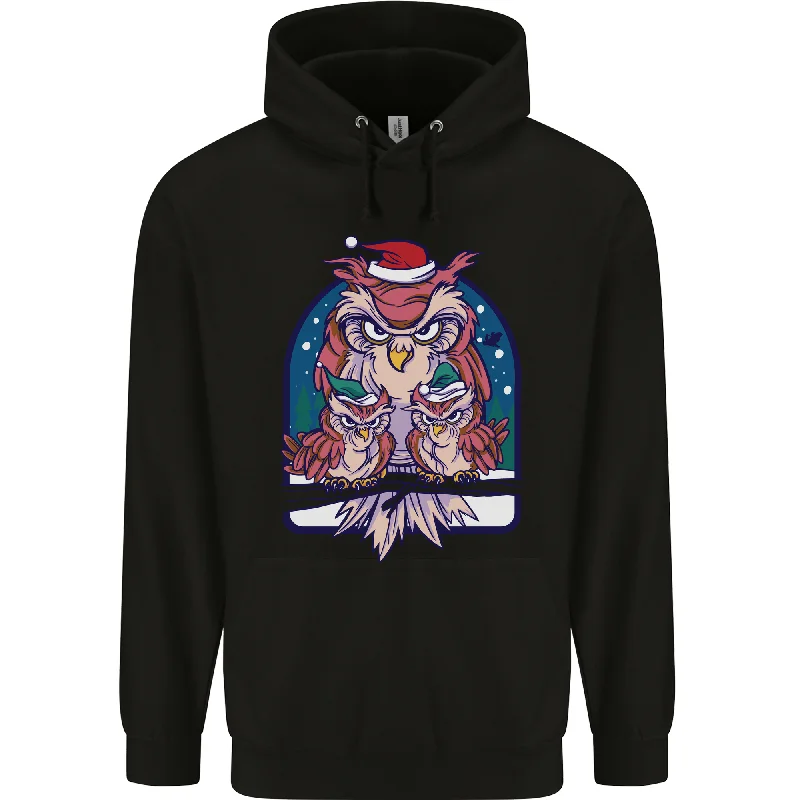 Bah Humbug Grumpy Christmas Owls Mens 80% Cotton Hoodie Hoodie with Pattern Geometric Abstract