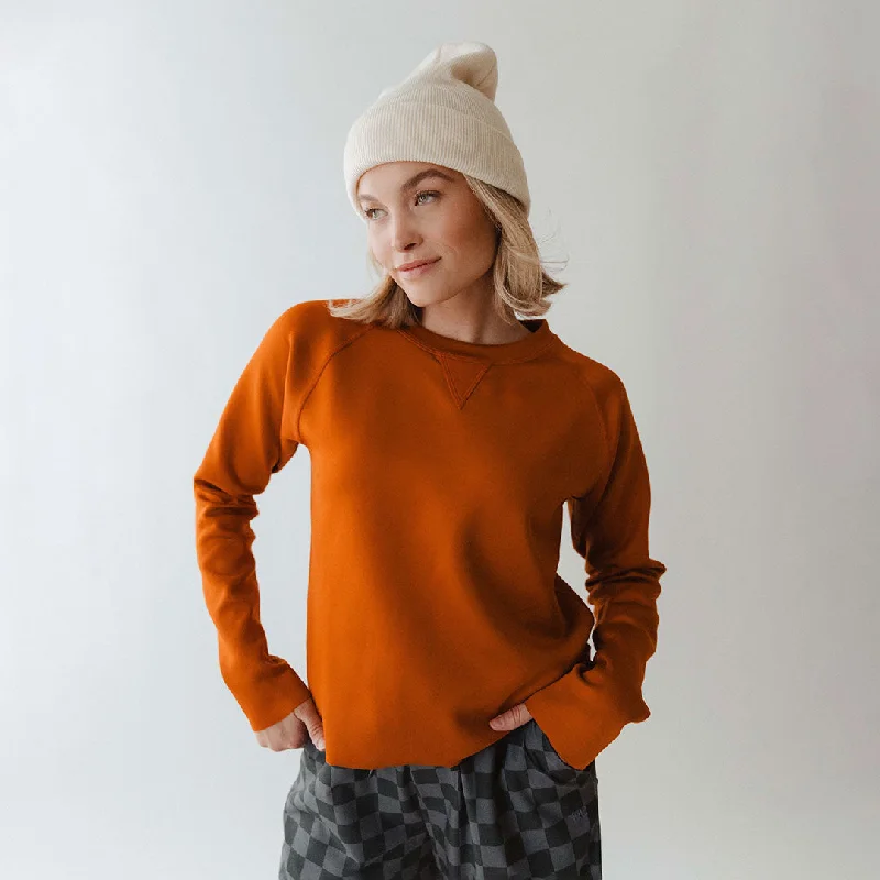 Burnt Orange Neo Sweatshirt Hoodie with Hem Frayed Vintage Worn