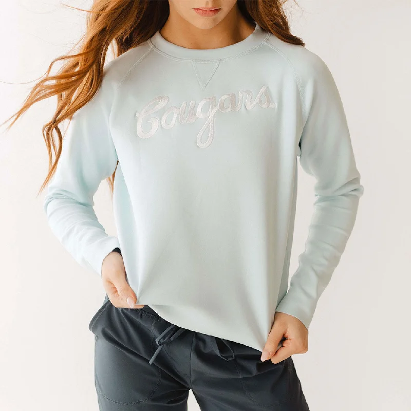 BYU Neo Sweatshirt, Ice Blue Hoodie with Drop Shoulder Relaxed Streetwear