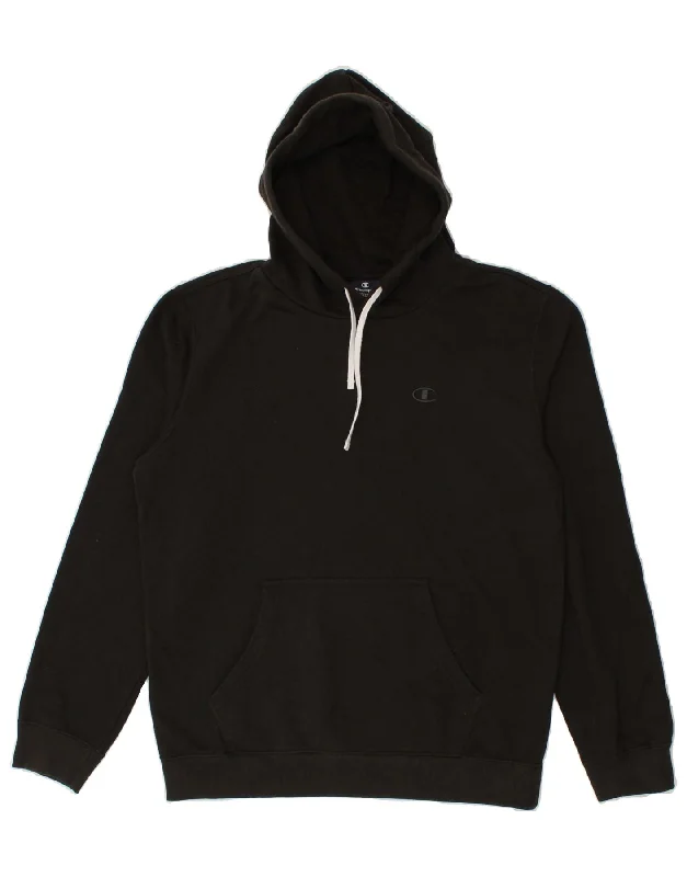 CHAMPION Mens Hoodie Jumper Medium Black Cotton Hoodie Sweatshirt Pullover