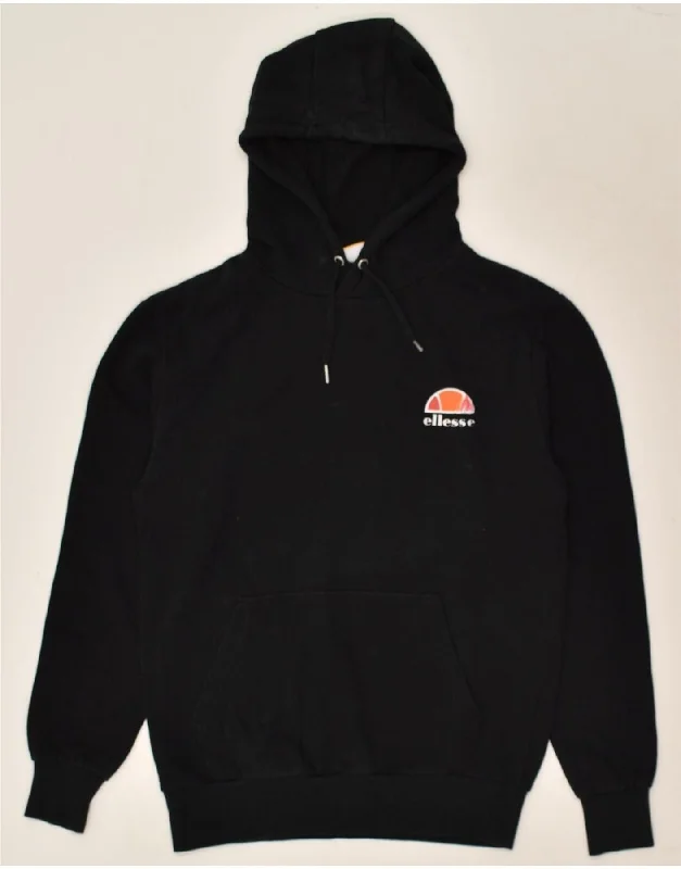 ELLESSE Mens Hoodie Jumper Medium Black Cotton Hoodie with Rhinestones Sparkly Elegant