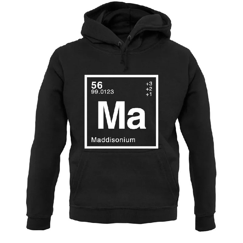 Maddison - Periodic Element Unisex Hoodie Hoodie with Pocket Utility Practical