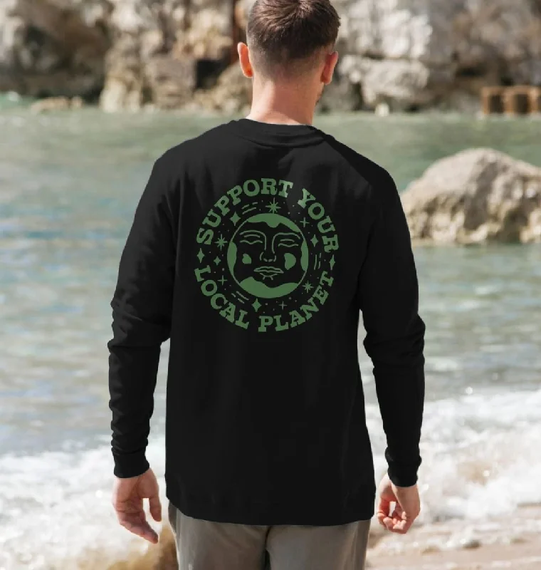 Men's Support Your Local Planet Sweatshirt Hoodie with V-Neck Classic Versatile