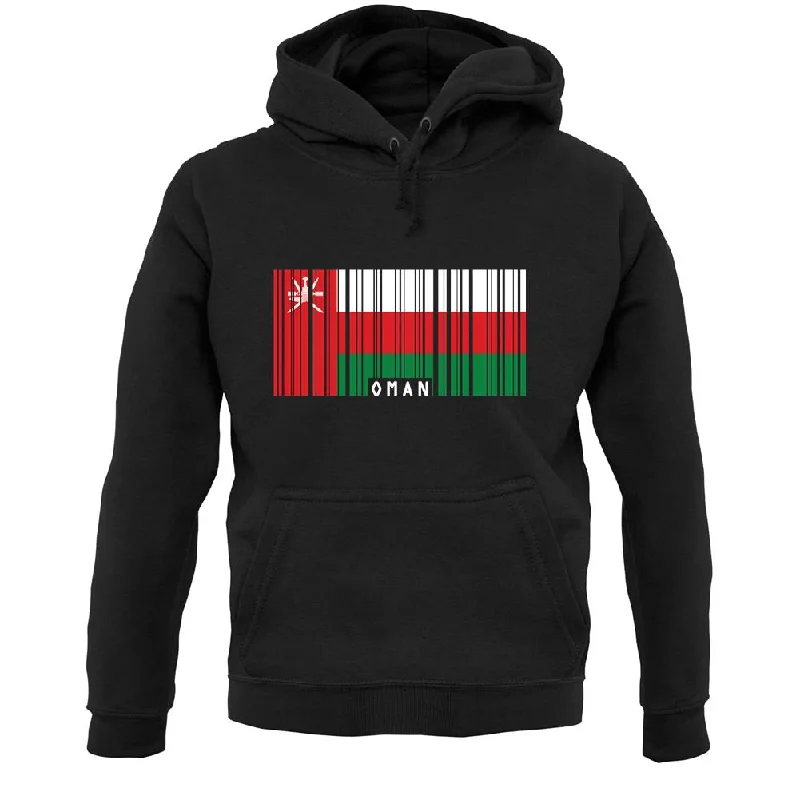 Oman Barcode Style Flag Unisex Hoodie Hoodie with Button Classic Timeless