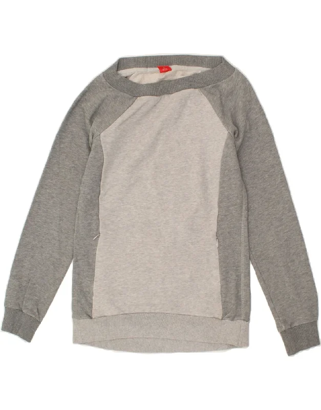 PUMA Womens Sweatshirt Jumper UK 8 Small  Grey Cotton Hoodie with Raglan Sleeves Sporty Comfortable