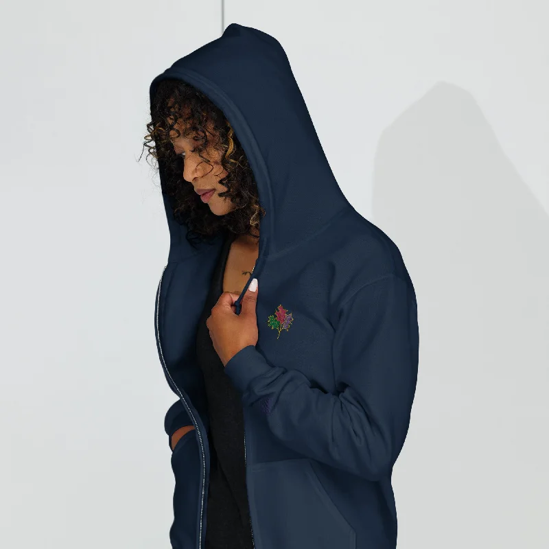 Seasons Change | Unisex Embroidered heavy blend zip hoodie Hoodie with Lining Warm Insulated