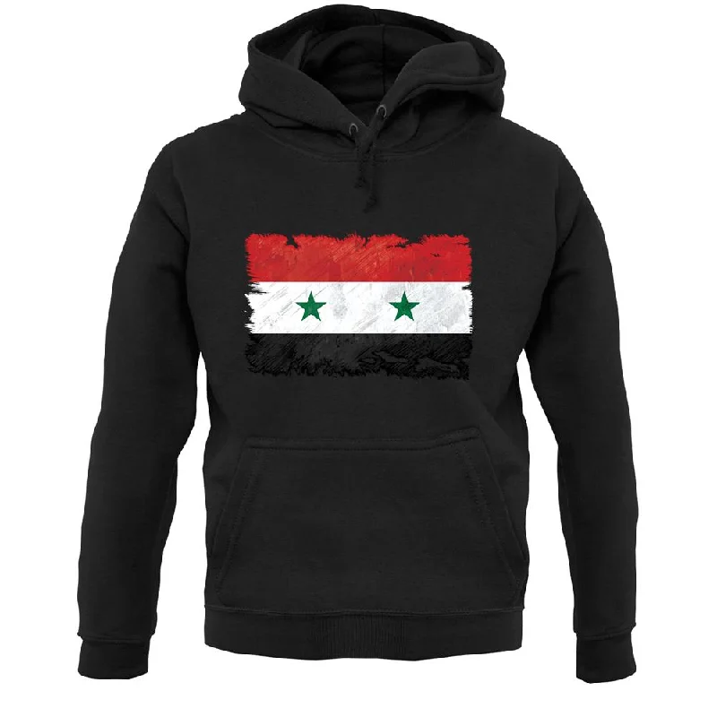 Syria Grunge Style Flag Unisex Hoodie Hoodie with Contrast Stitching Detailed Premium