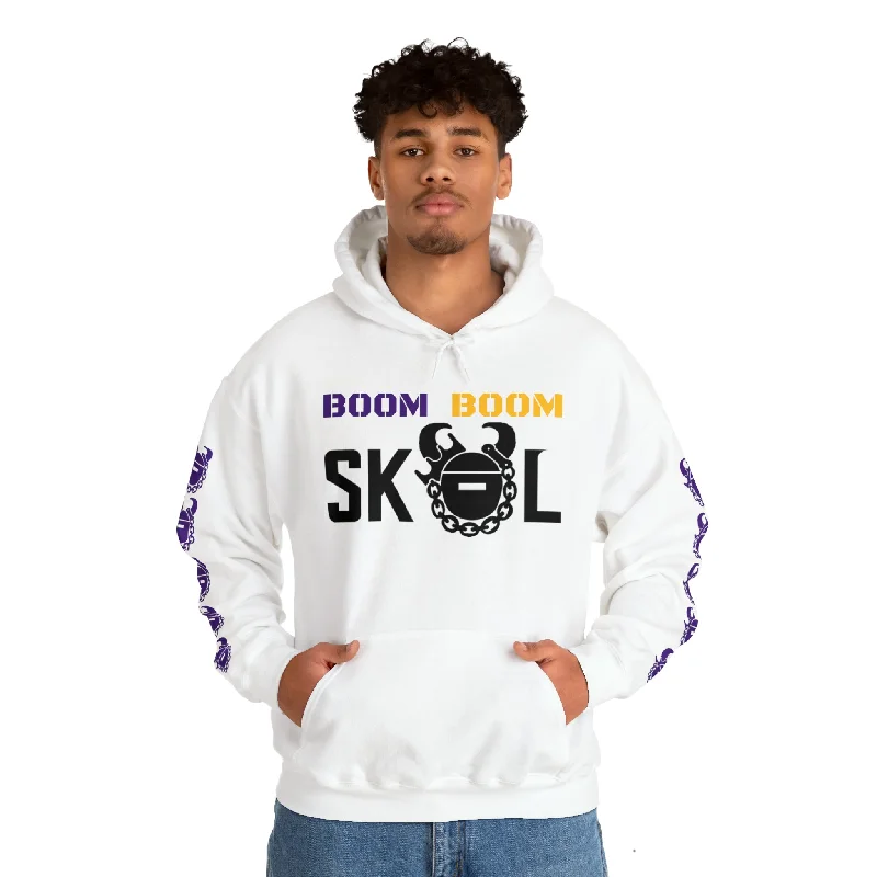 Unisex Heavy Blend™ Hooded Sweatshirt - BOOM BOOM + Game Day Helmet (Sleeves) Hooded Sweatshirt Casual Wear Street Style