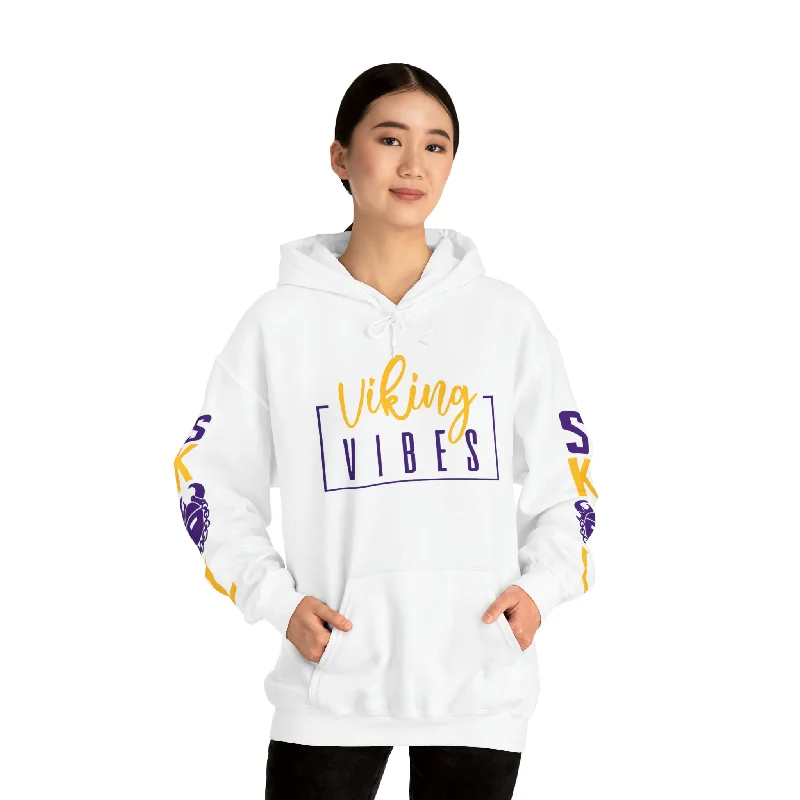 Unisex Heavy Blend™ Hooded Sweatshirt - Vibes + Original (Sleeves) Hoodie with Back Slit Movement Comfort