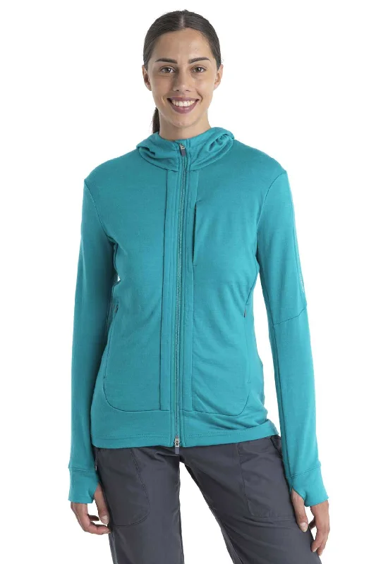 Womens Merino Quantum III Long Sleeve Zip Hoodie Hoodie with V-Neck Classic Versatile