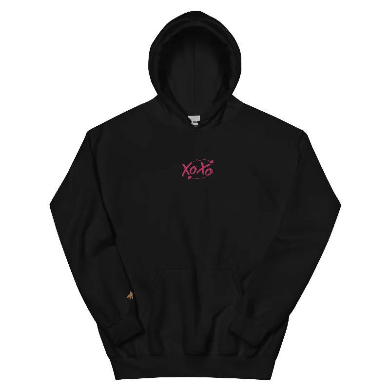 XoXo | Embroidered Unisex Hoodie Hoodie with Thumb Holes Functional Cozy