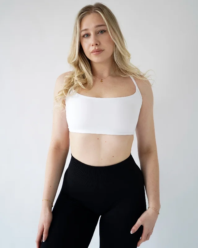 Core Sports Bra - White Seamless Wireless Bra