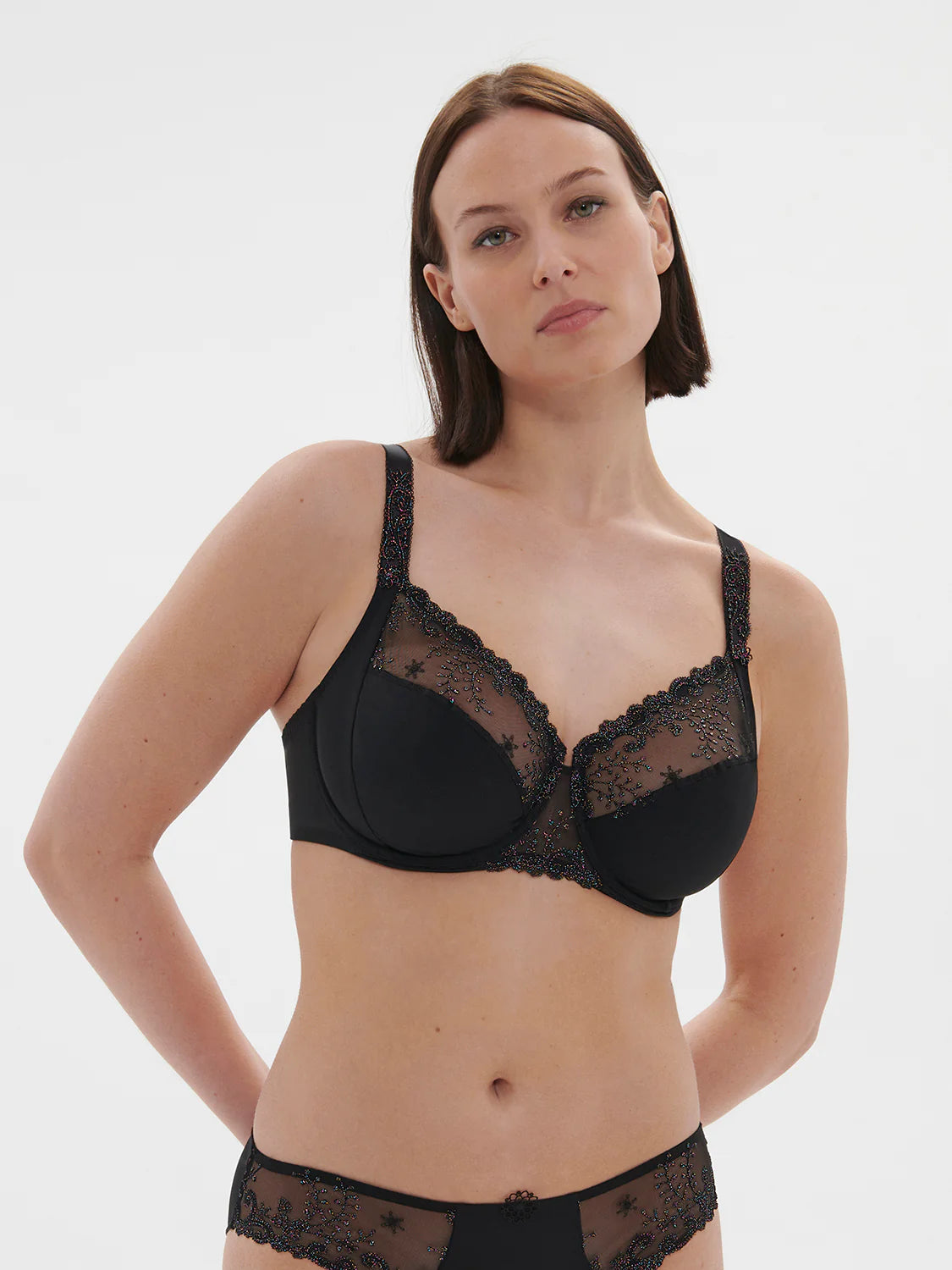 Delice Full Cup Support Bra In Noir Gem - Simone Perele Wireless Push-Up Bra