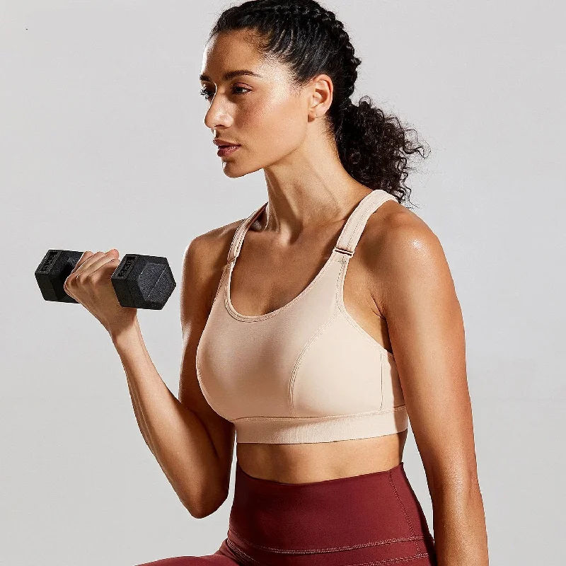 Energy Front Adjustable Wireless Sports Bra - Beige/Black Seamless Push-Up Bra