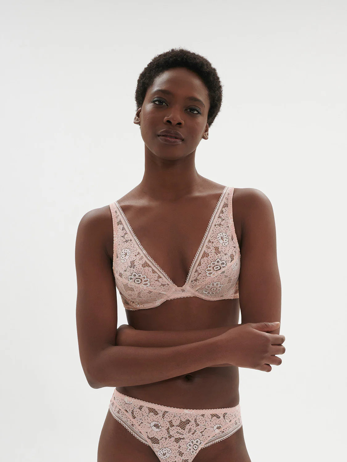 Festive Underwired Triangle Bra In Ballet Pink - Simone Perele Adjustable Comfort Bra