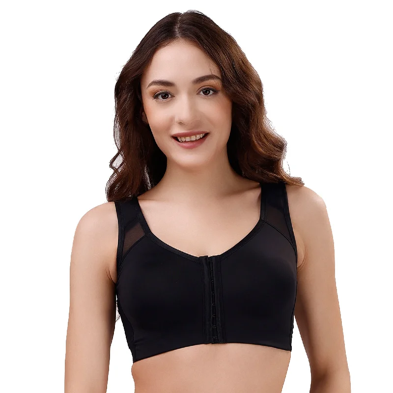 Front Closure Full Coverage Non Padded Non Wired Bra-CB-334 Active Wear Bra