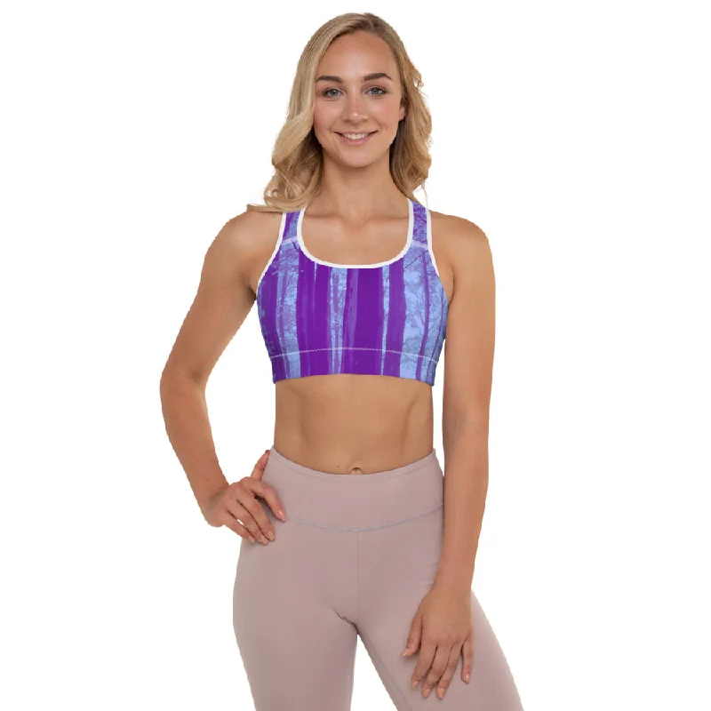 Into The Woods Purple Padded Sports Bra Comfortable Active Bra