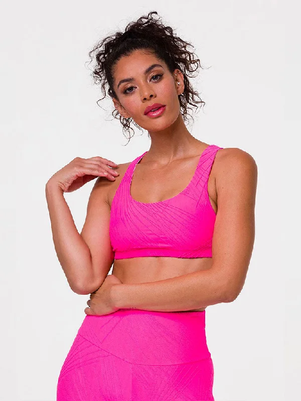 Neon Pink Selenite Mudra Bra Supportive Wireless Bra