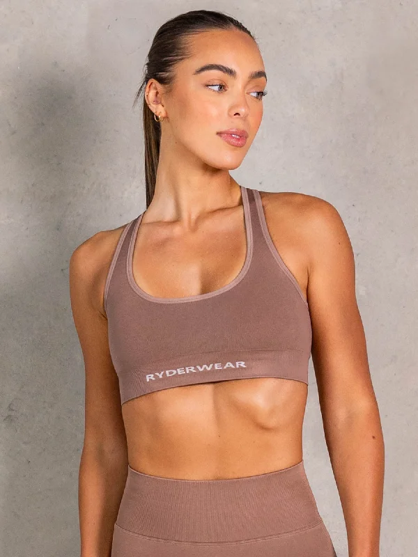 NRG Seamless Scoop Neck Sports Bra - Almond Lacy Underwire Bra