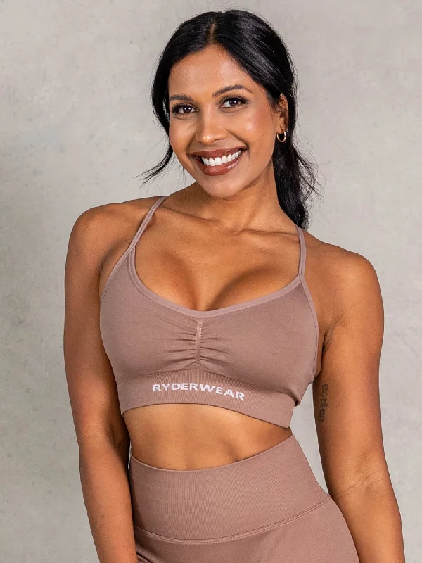 NRG Seamless Sports Bra - Almond Full Coverage Bra