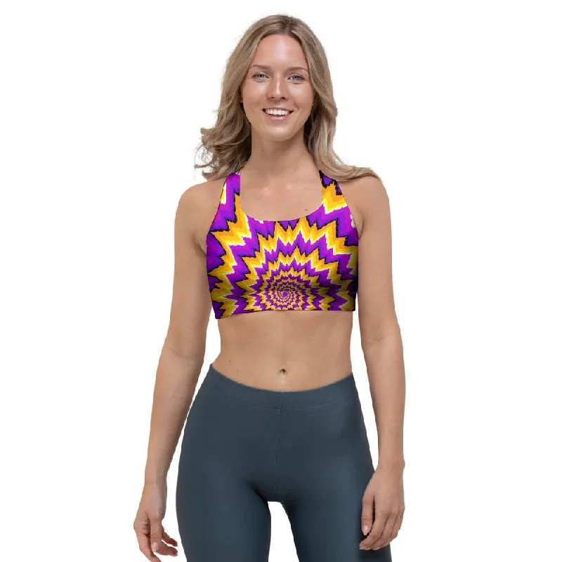 Purple Psychedelic Optical illusion Sports Bra Elegant Cotton Bra