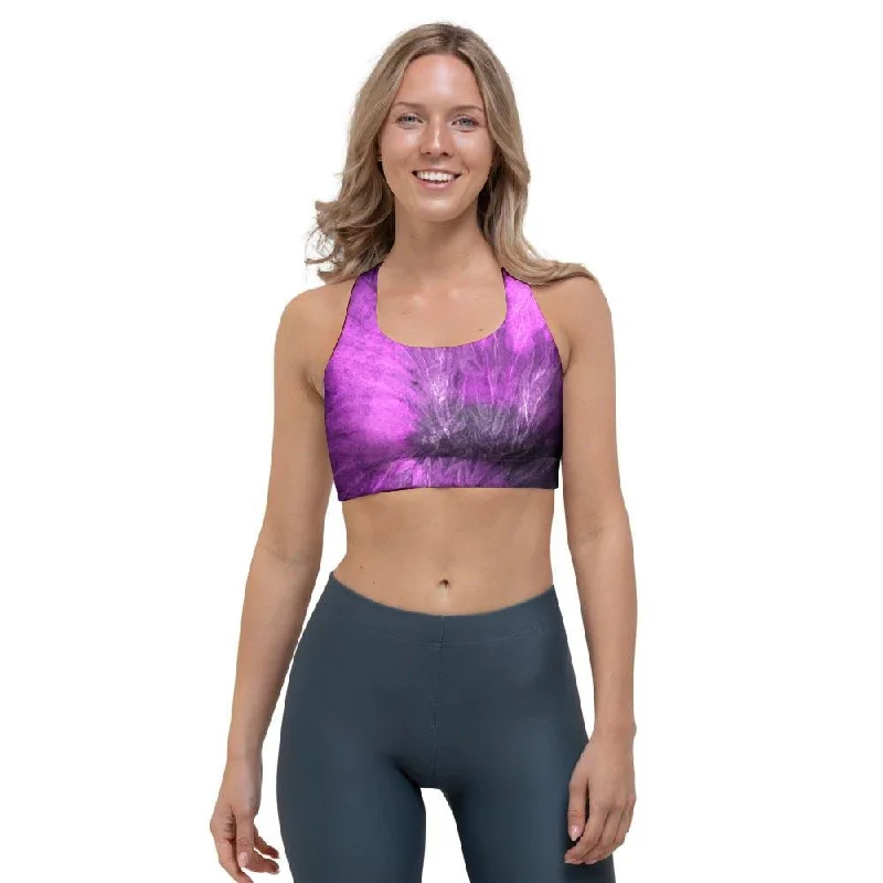 Purple Tie Dye Sports Bra Versatile Bralette Set