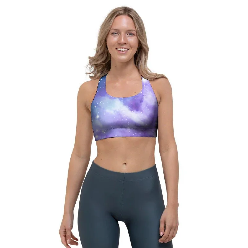 Purple Universe Galaxy Sports Bra Elegant Satin Bralette