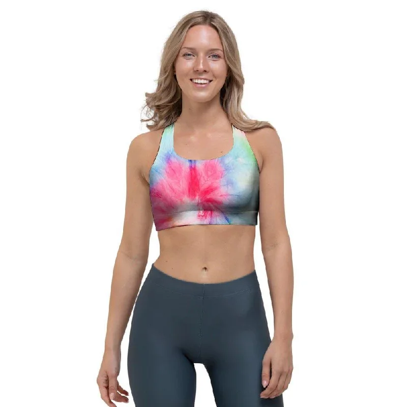 Rainbow Tie Dye Sports Bra Soft Cup Bralette