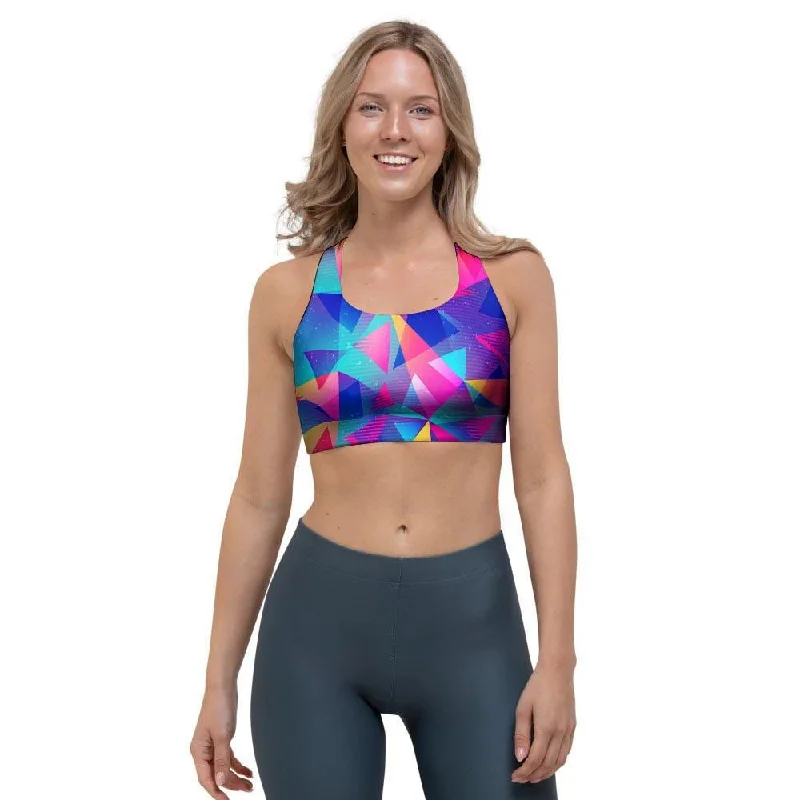 Rainbow Triangle Geometric Sports Bra Seamless Fit Bra