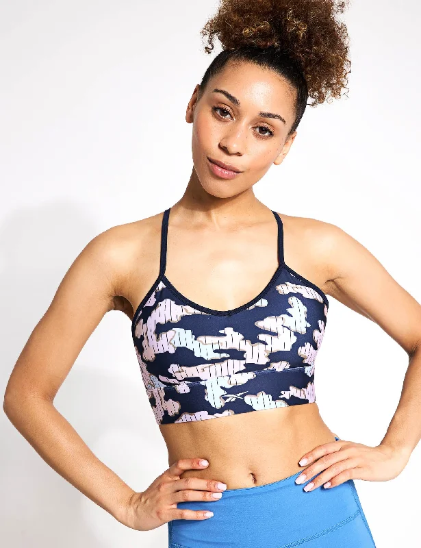 ID Train Camo Bra - Vector Navy Breathable Full Coverage