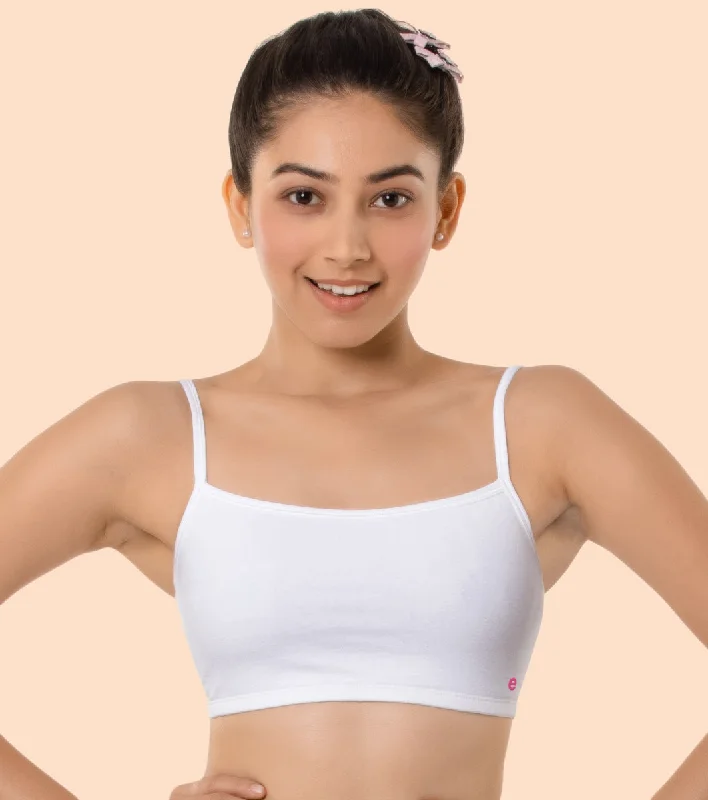 Enamor BB02 Easy Fit Stretch Cotton Beginners Bra with Antimicrobial Finish and Slim Straps - White Casual Bralette Set