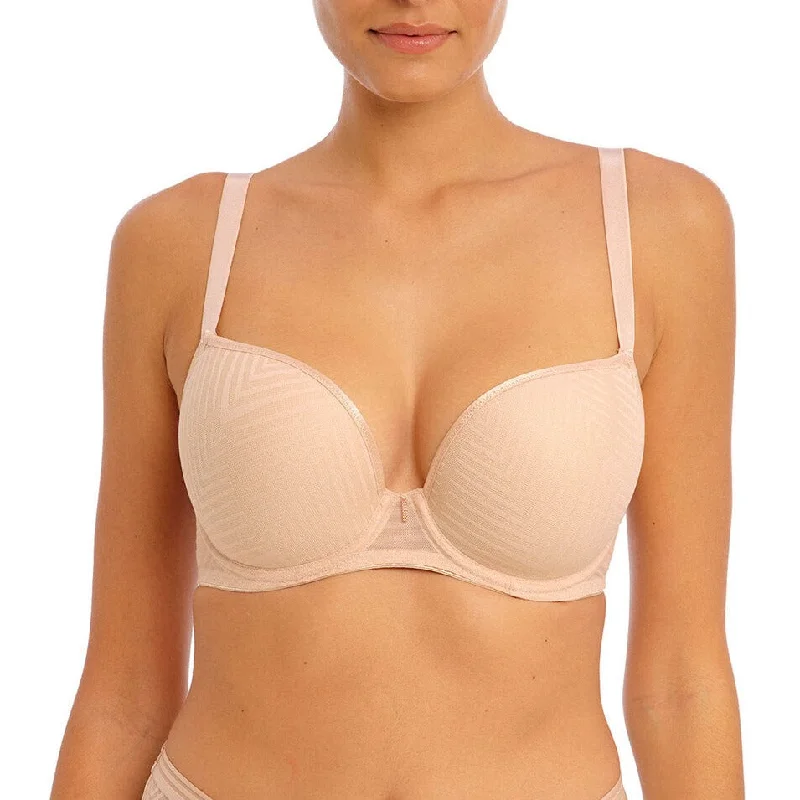 Tailored UW Moulded Plunge Bra In Natural Beige - Freya Seamless Sports Bra