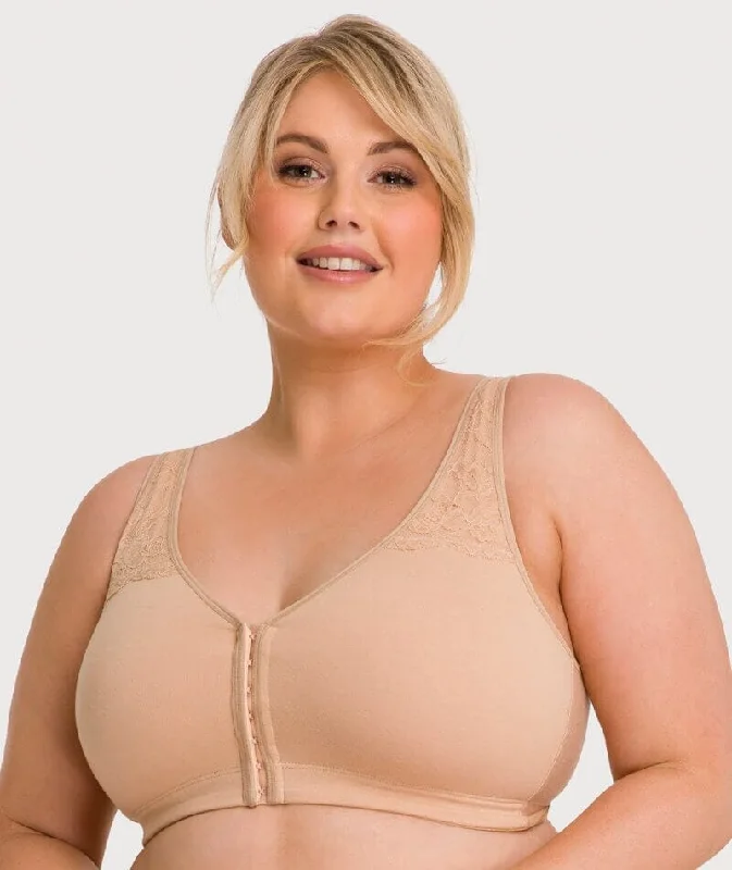 Ava & Audrey Hannah Cotton Wire-Free Front Opening Bra - Frappe Comfort Fit Bralette Ava & Audrey Hannah Cotton Wire-Free Front Opening Bra - Frappe Comfort Fit Bralette