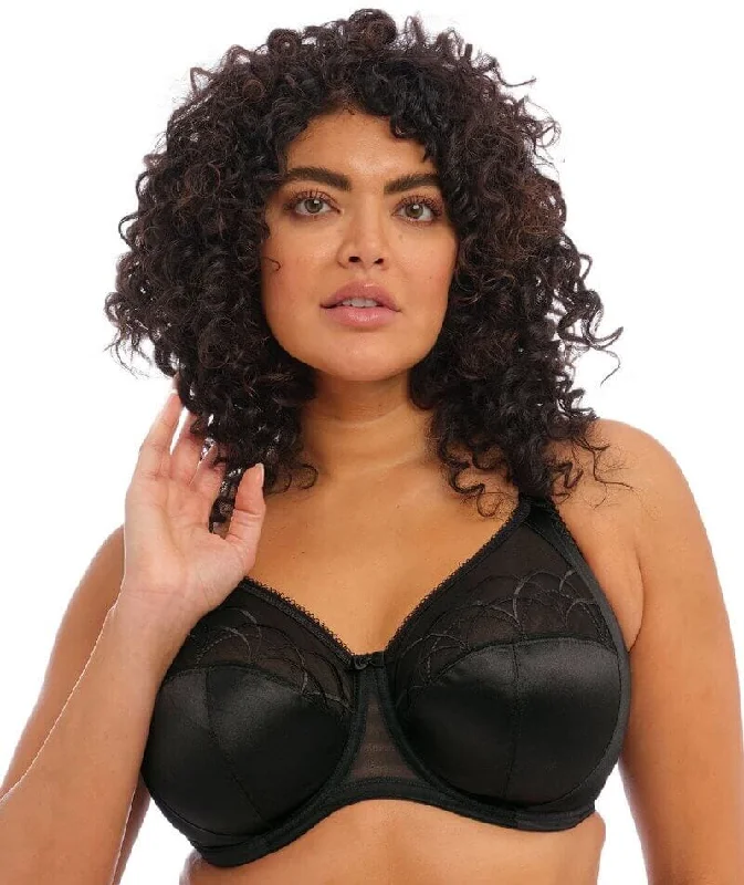 Elomi Cate Underwired Full Cup Banded Bra - Black Chic Lace Bra